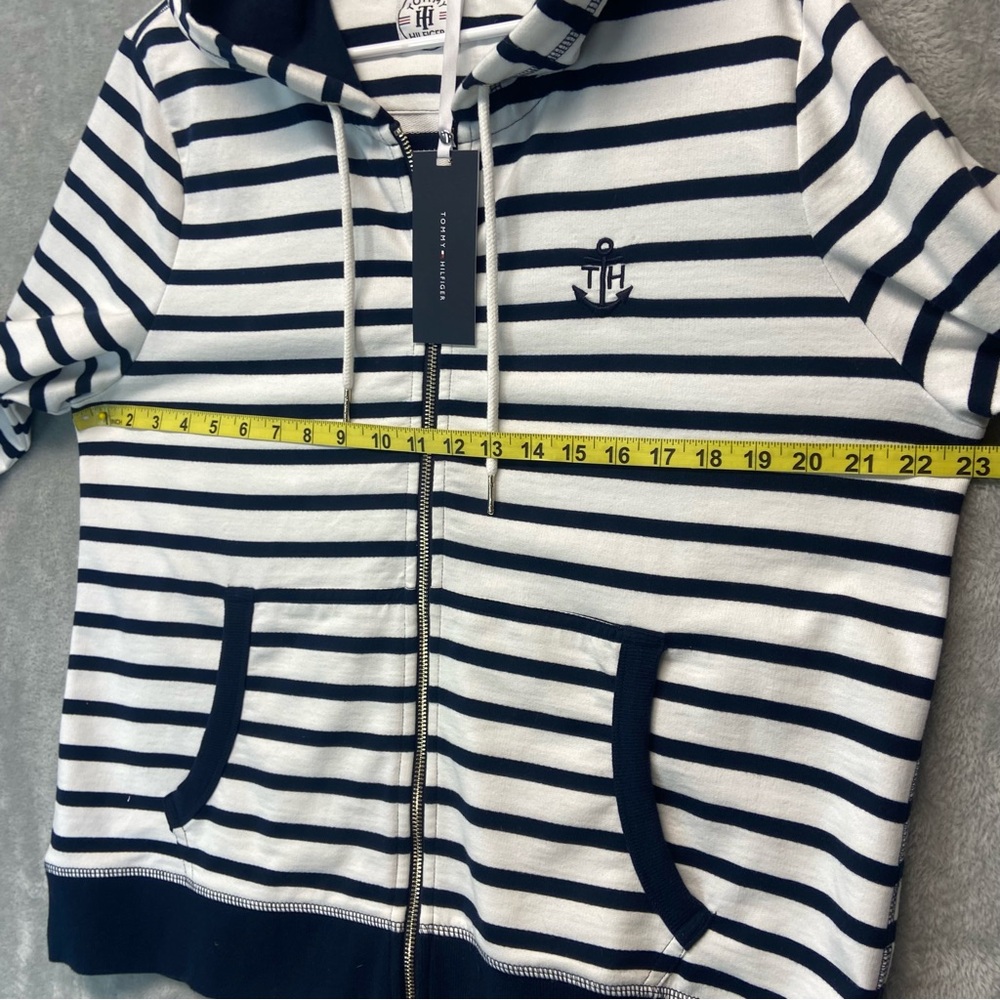 Tommy Hilfiger Nautical White Navy Stripped Zipper Front Hoddie - Picture 8 of 9
